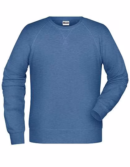 James&Nicholson Bio-Baumwoll-Sweatshirt mit Raglanärmeln, Light Denim Melange L, JN8022