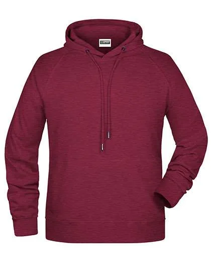 James&Nicholson Kapuzensweat mit Raglanärmeln für Herren, Burgundy Melange XXL, JN8024