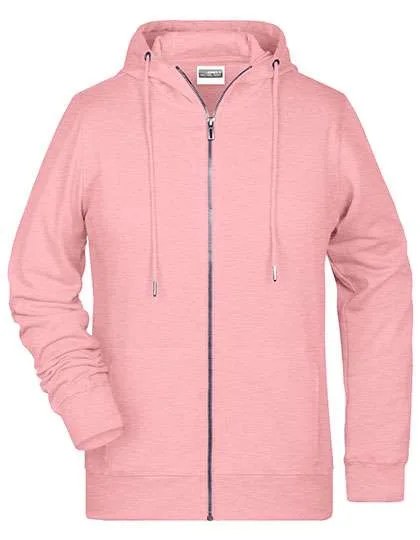 James&Nicholson Zip-Hoodie aus Bio-Baumwolle für Damen, Rose Melange L, JN8025