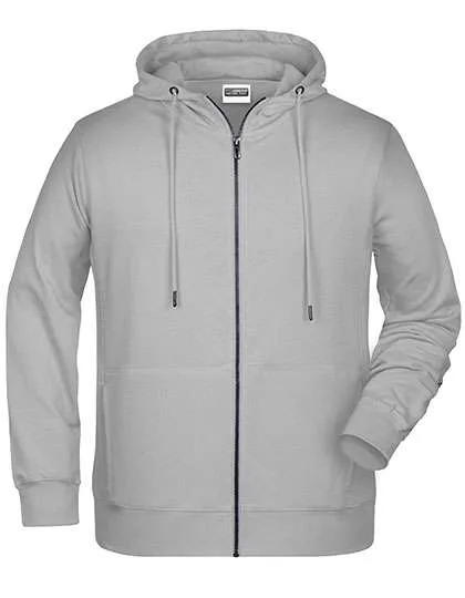 James&Nicholson Zip-Hoody mit Kängurutasche für Herren, Ash (Heather) 3XL, JN8026