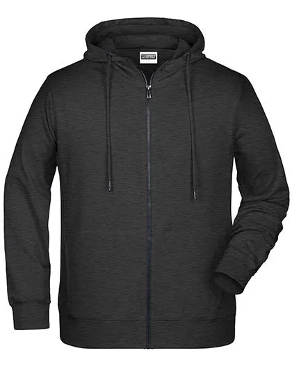 James&Nicholson Men´s Zip-Hoody Black Heather 3XL (JN8026), JN8026