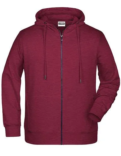 James&Nicholson Zip-Hoody mit Kängurutasche für Herren, Burgundy Melange XXL, JN8026