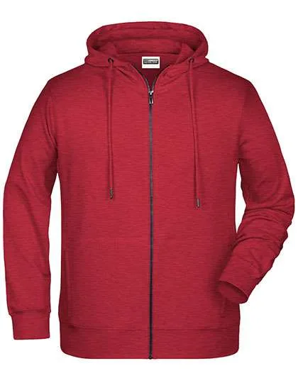 James&Nicholson Men´s Zip-Hoody Carmine Red Melange L (JN8026), JN8026