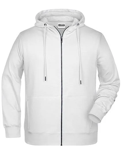 James&Nicholson Zip-Hoody mit Kängurutasche für Herren, White L, JN8026