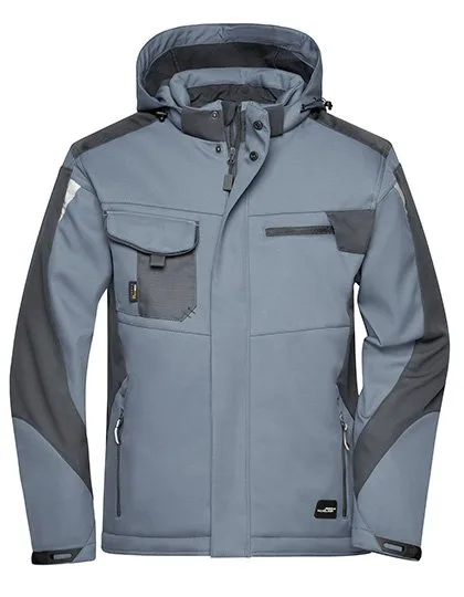 James&Nicholson Craftsmen Softshell-Jacke -STRONG-, CORDURA®-Verstärkung, Carbon/Black XXL, JN824