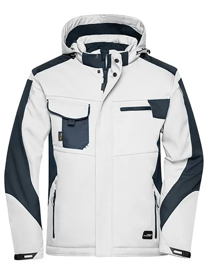 James&Nicholson Craftsmen Softshell Jacket -STRONG- White/Carbon 4XL (JN824), JN824