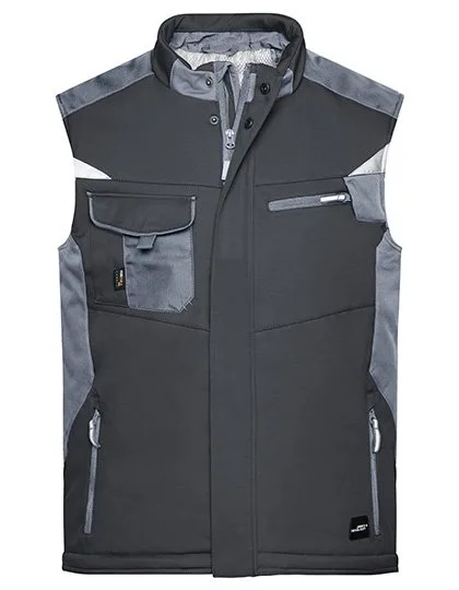 James&Nicholson Craftsmen Softshell-Weste mit Taschen, Black/Carbon M, JN825