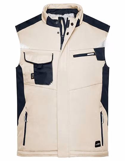 James&Nicholson Craftsmen Softshell-Weste mit Taschen, Stone/Black XXL, JN825