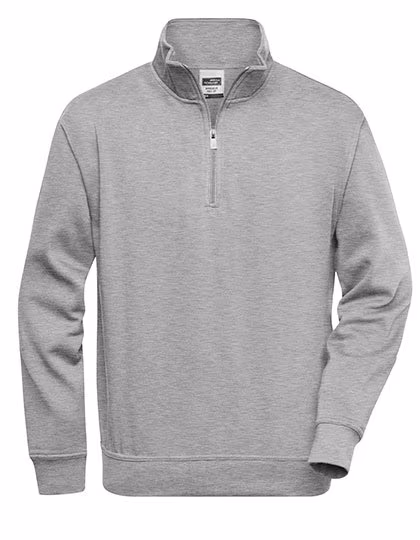 James&Nicholson Halbzip Sweatshirt mit Stehkragen, Grey Heather 6XL, JN831
