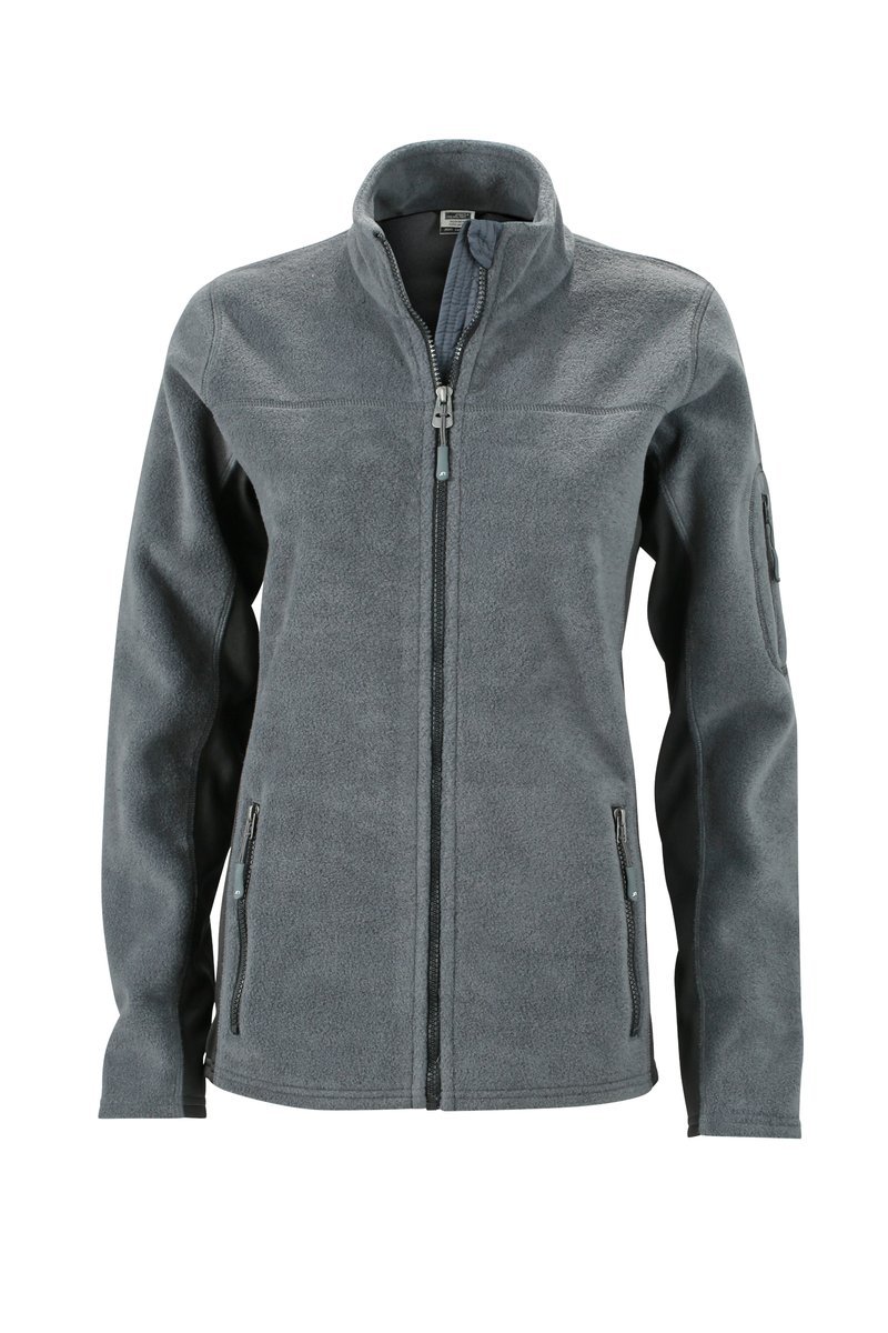 James&Nicholson Fleecejacke "STRONG" mit Softshell-Einsätzen für Damen, Black/Carbon XS, JN841