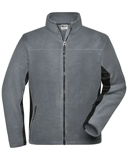James&Nicholson Fleece-Jacke „STRONG“ mit Softshell-Einsätzen, Carbon/Black XS, JN842