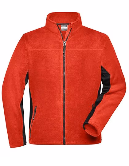 James&Nicholson Fleece-Jacke „STRONG“ mit Softshell-Einsätzen, Red/Black L, JN842