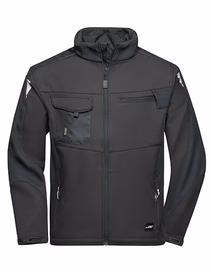 James&Nicholson Workwear Giacca Softshell -STRONG- CORDURA, Black/Black XS, JN844