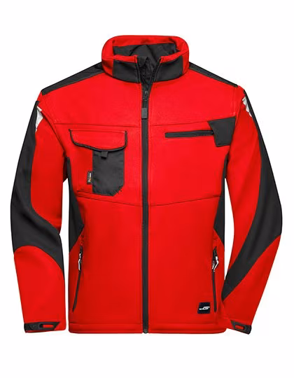 James&Nicholson Workwear Softshell Jacke -STRONG- CORDURA, Red/Black 5XL, JN844