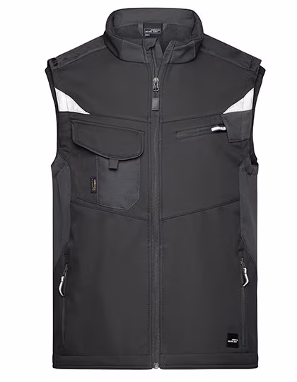 James&Nicholson Gilet Softshell -STRONG- con CORDURA®, Black/Black XS, JN845
