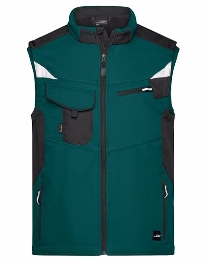 James&Nicholson Softshell-Weste -STRONG- mit CORDURA®, Dark Green/Black S, JN845