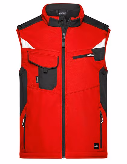 James&Nicholson Softshell-Weste -STRONG- mit CORDURA®, Red/Black 5XL, JN845