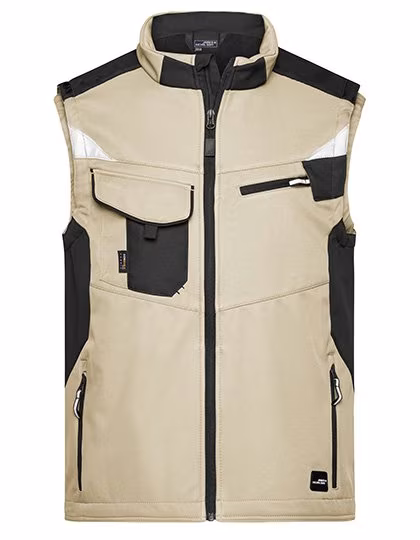 James&Nicholson Softshell Gilet -STRONG- with CORDURA®, Stone/Black XL, JN845