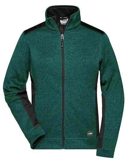 James&Nicholson Fleecejacke mit Softshell-Einsätzen für Damen, Dark Green Melange/Black 3XL, JN861