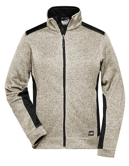 James&Nicholson Fleecejacke mit Softshell-Einsätzen für Damen, Stone Melange/Black XXL, JN861