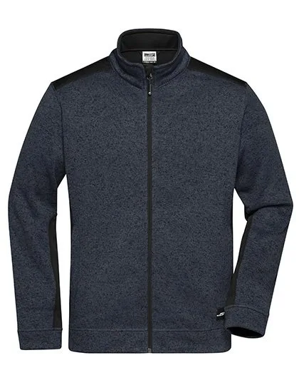 James&Nicholson Knitted Workwear Fleecejacke "STRONG, Carbon Melange/Black L, JN862