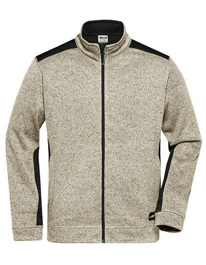 James&Nicholson Knitted Workwear Fleecejacke "STRONG, Stone Melange/Black 6XL, JN862