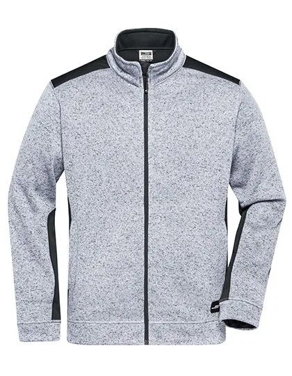 James&Nicholson Knitted Workwear Fleecejacke "STRONG, White Melange/Carbon 5XL, JN862