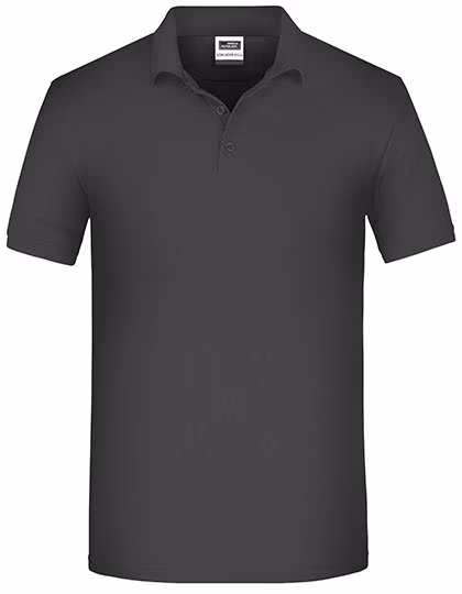 James&Nicholson Bio Workwear Polo mit Knopfleiste für Herren, Dark Grey (Solid) S, JN874