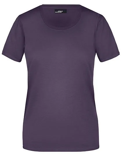 James&Nicholson Basic-T-Shirt 100% Baumwolle für Damen, Aubergine M, JN901