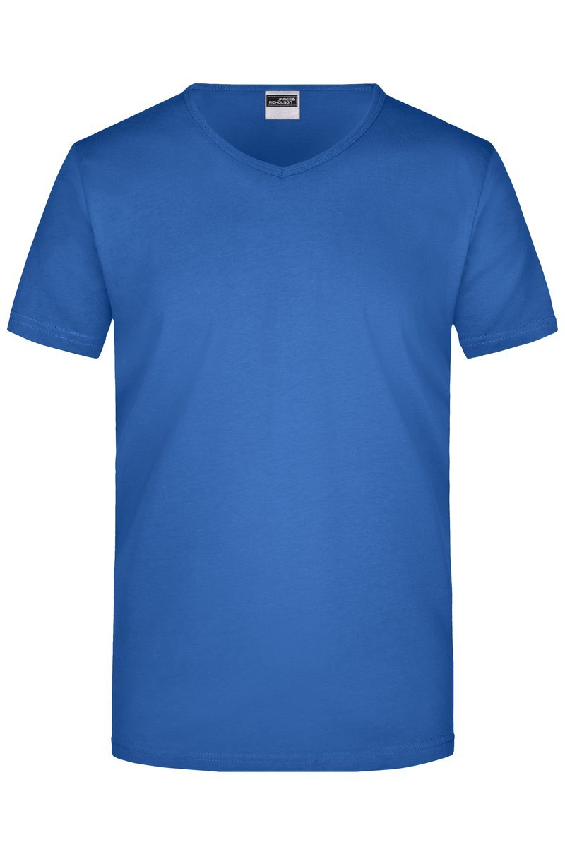 James&Nicholson Slim Fit V-Neck T-Shirt für Herren, White S, JN912