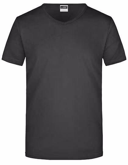 James&Nicholson Slim Fit V-Neck T-Shirt für Herren, Graphite (Solid) S, JN912