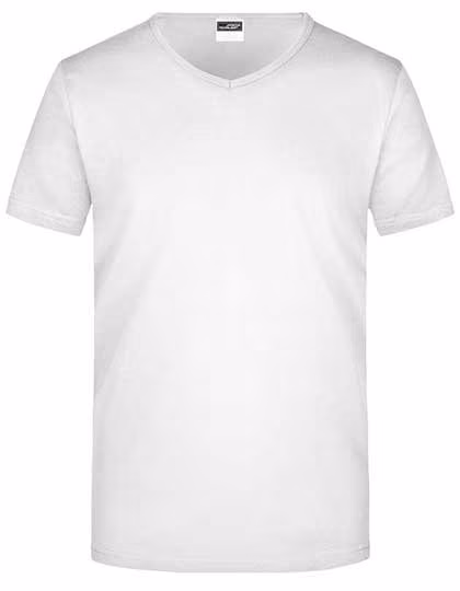 James&Nicholson Slim Fit V-Neck T-Shirt da Uomo, White S, JN912