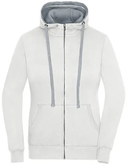 James&Nicholson Zip-Hoody mit tailliertem Schnitt für Damen, Off White/Grey Heather XL, JN962