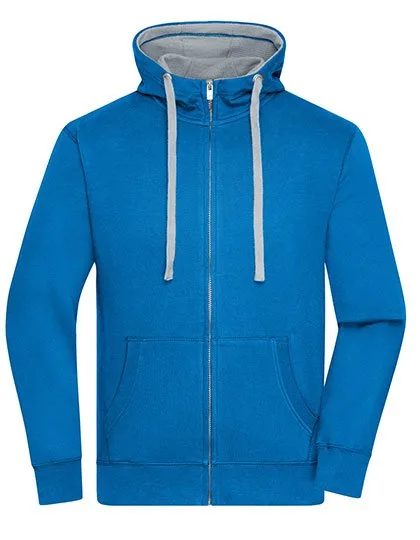 James&Nicholson Men´s Lifestyle Zip-Hoody Cobalt/Grey Heather L (JN963), JN963