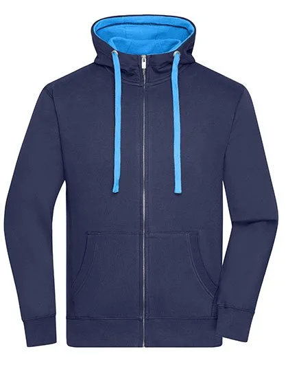 James&Nicholson Men´s Lifestyle Zip-Hoody Navy/Cobalt S (JN963), JN963