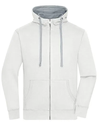 James&Nicholson Men´s Lifestyle Zip-Hoody Off White/Grey Heather XXL (JN963), JN963