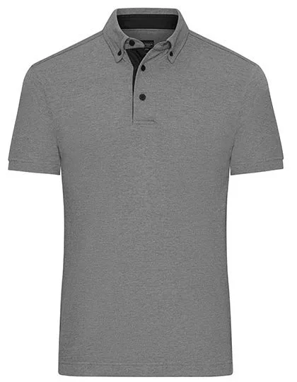 James&Nicholson Piqué Polo mit Button-Down-Kragen für Herren, Light Melange/Black S, JN964
