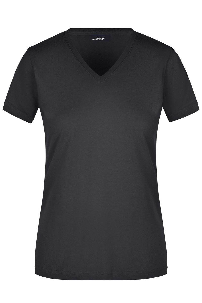 James&Nicholson Slim Fit V-Neck T-Shirt für Damen, White S, JN972