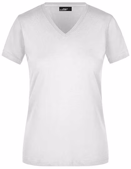 James&Nicholson Slim Fit V-Neck T-Shirt für Damen, White S, JN972