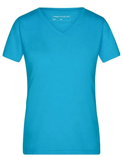 James&Nicholson V-Ausschnitt Melange T-Shirt für Damen, Turquoise Melange M, JN973