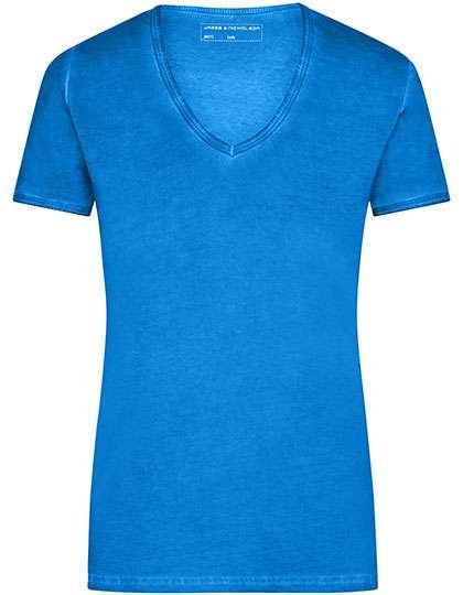 James&Nicholson Gipsy T-Shirt mit V-Ausschnitt für Damen, Atlantic S, JN975