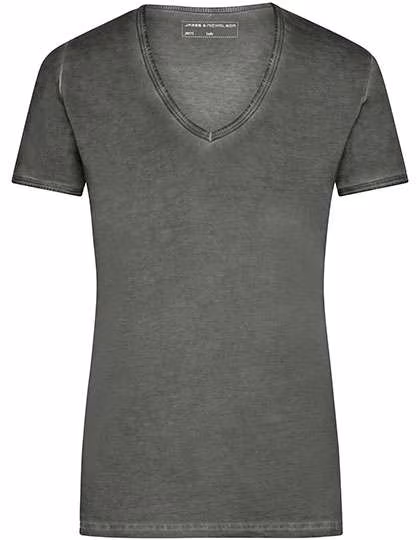 James&Nicholson Gipsy T-Shirt with V-Neck for Women, Graphite (Solid) XXL, JN975