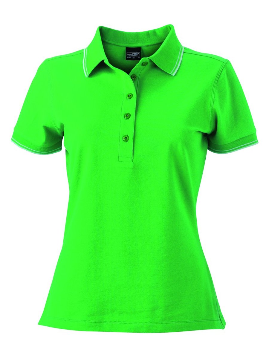 James&Nicholson Poloshirt mit Kontraststreifen für Damen, Black/White L, JN985