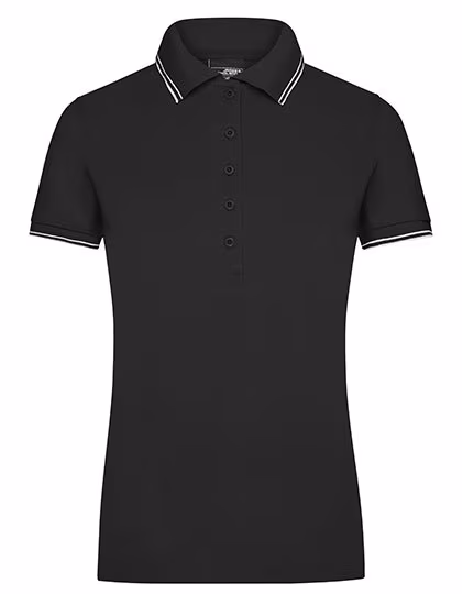 James&Nicholson Poloshirt mit Kontraststreifen für Damen, Black/White L, JN985