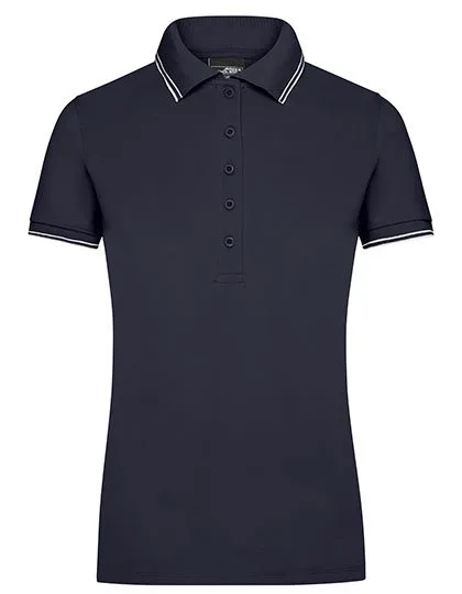 James&Nicholson Poloshirt mit Kontraststreifen für Damen, Navy/White L, JN985