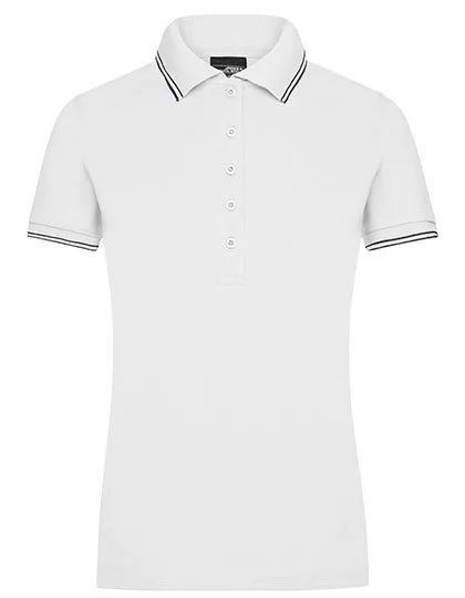James&Nicholson Poloshirt mit Kontraststreifen für Damen, White/Navy L, JN985