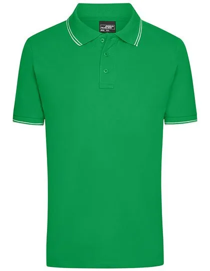 James&Nicholson Sportliches Herren-Polo mit Kontraststreifen, Fern Green/White M, JN986