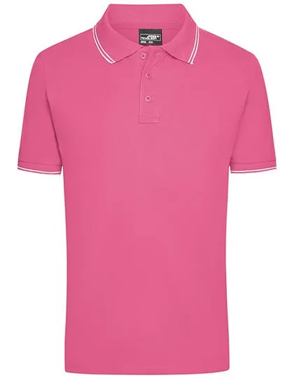 James&Nicholson Sportliches Herren-Polo mit Kontraststreifen, Pink/White XXL, JN986