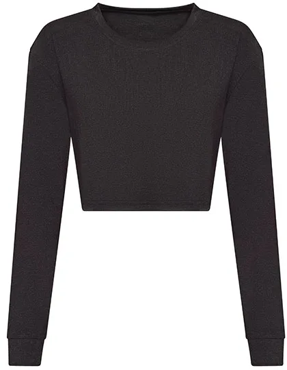 Just T's Langarm Cropped T-Shirt Triblend für Damen, Heather Black M, JT016