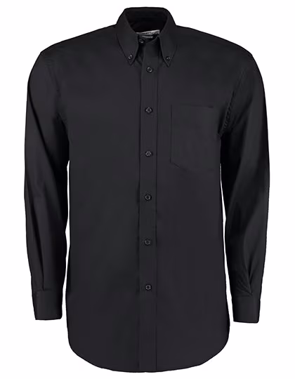 Kustom Kit Oxford Long Sleeve Shirt Classic Fit for Men, Black 37 (S/14H), K105